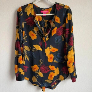 Catherine Malandrino Women’s Small Multicolor Floral Long Sleeve Pullover Blouse